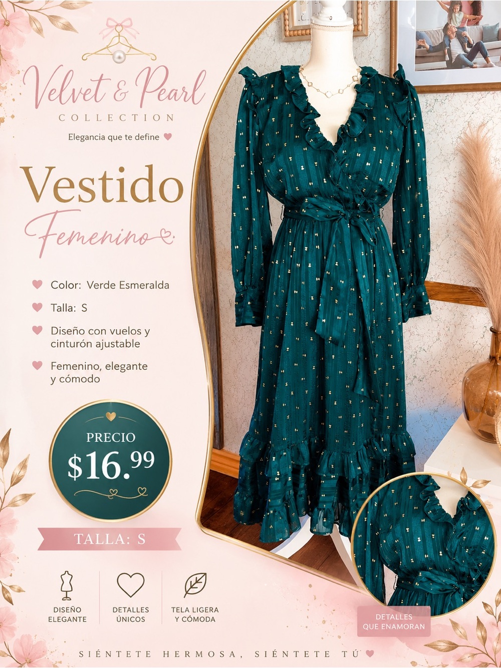 Emerald Green Ruffle MIDI Dress